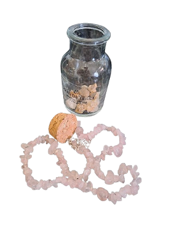 COLAR DE QUARTZO ROSA COM GARRAFA PURIFICADORA