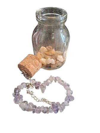 PULSEIRA DE AMETISTA COM GARRAFA PURIFICADORA