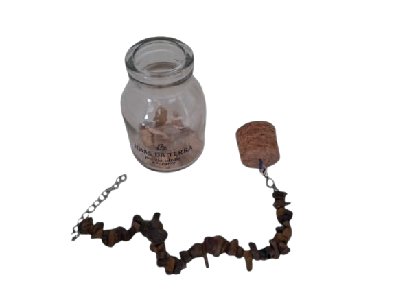 PULSEIRA DE OLHO DE TIGRE COM GARRAFA PURIFICADORA