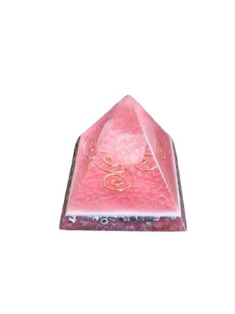 MINI ORGONITE PIRÂMIDE DE QUARTZO ROSA