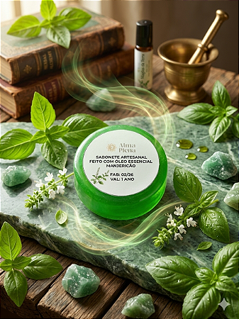 Sabonete artesanal de manjericão