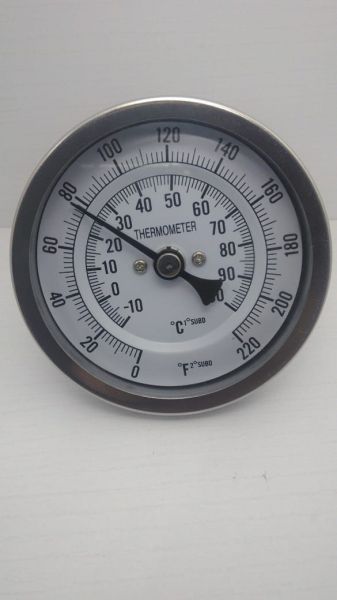 Termometro Bimetalico Inox para panela ou linha cervejeira rosca 1/2