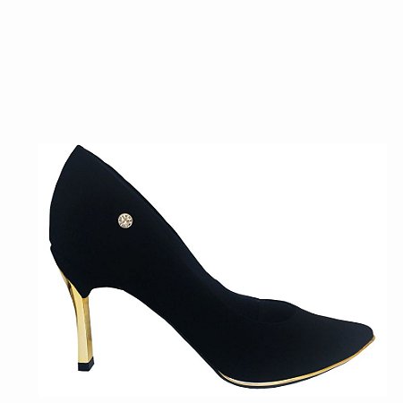 scarpin preto e dourado