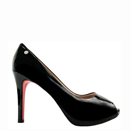 peep toe preto meia pata