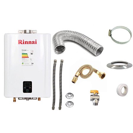 Aquecedor a Gás GN Rinnai REU E17 Branco+Kit de Instalação
