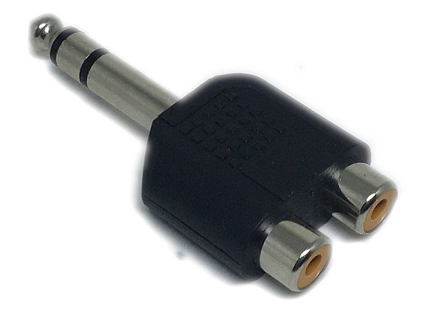 Adaptador 2 RCA Fêmea para 1 P10 Macho Estéreo