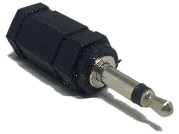 Adaptador de Áudio P2 Fêmea Stéreo P/ P2 Macho Mono Plástico