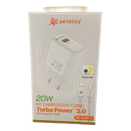 Kit Fonte + Cabo Usb Para Ip Qc3.0 20W