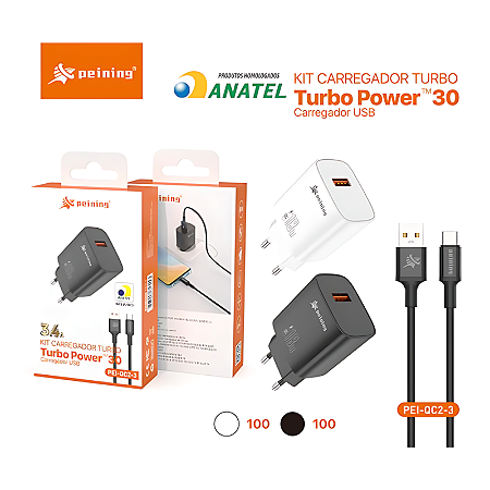 Kit Fonte Usb + Cabo Usb Para V8 Turbo 3.4A Peining Pei-Qc2-1
