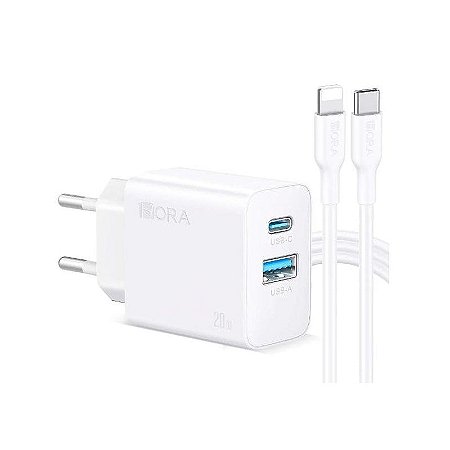 Kit Fonte Usb A/C + Cabo Tipo C Para Lightning