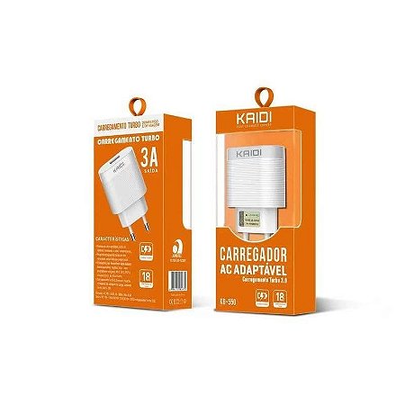 Fonte Carregador Turbo Qualcom 3.0 18W Kaidi Kd-550