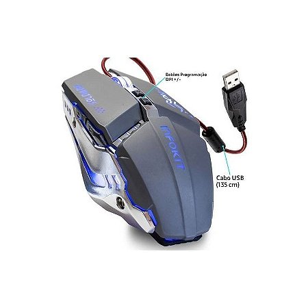 Mouse Gamer Led Metalizado Com Fio Xsoldado Infokit Gm-705