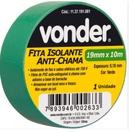 FITA ISOLANTE 19mm X 10M VERDE - Vonder
