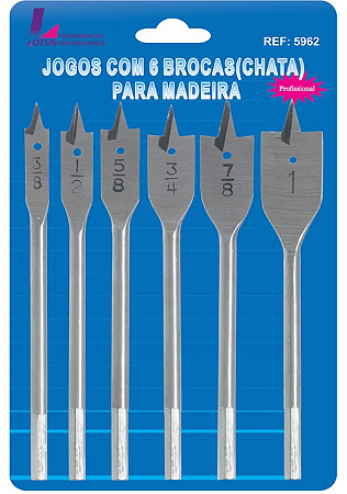 Jogo C/6 Broca Chata Madeira 3/8-1″ Plus