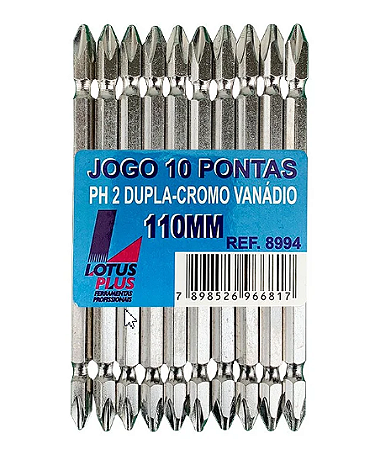 JOGO PONTEIRA DUPLA PHILLIPS 110MM PH2-CRV C/10