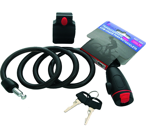 TRAVA DE MOTO CHAVE 100CM SORTIDA