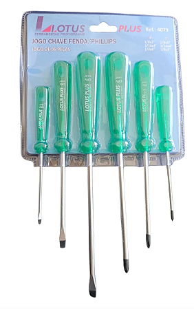 JOGO CHAVE FENDA/PHILLIPS C/6 PL PLUS