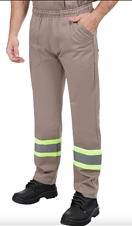 Calça Brim Pesado com Refletivo Uniforme Profissional