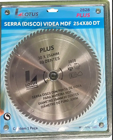 Serra Disco Ponta Videa 30x254mm 80 Dentes Madeira MDF