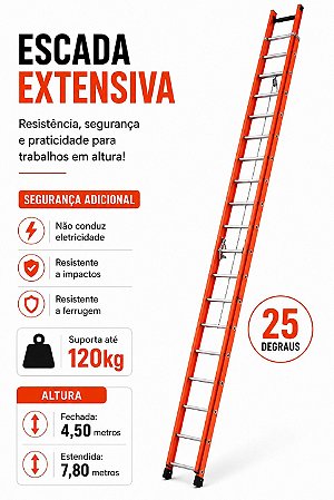 ESCADA DE FIBRA EXTENSIVA 4,50X7,80