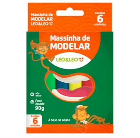Massinha de Modelar 6 Cores Lavável Leo&Leo
