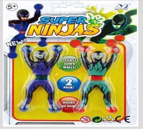 Kit 2 Bonecos Ninja que Grudam na Parede