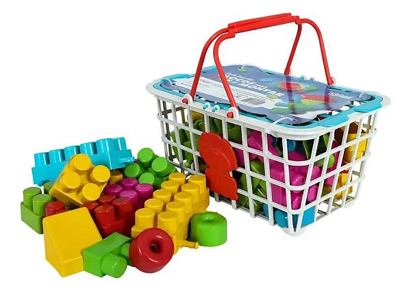 Blocos Injetsul Cesta 26 Peças Carrinho-Casinha