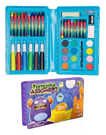 Kit Escolar Maleta Azul 31 Peças Art Brink