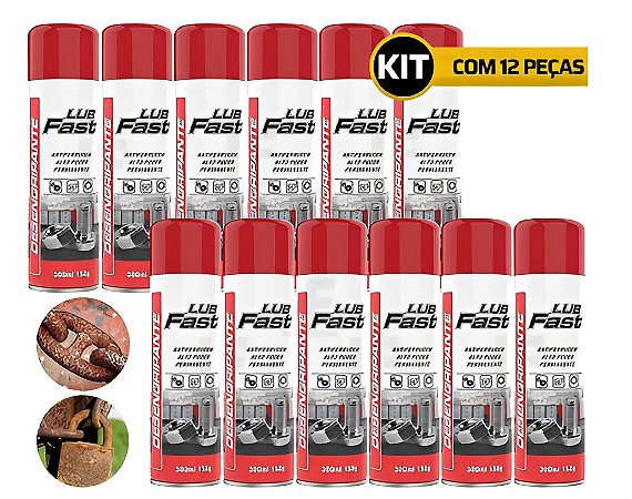 Lubfast Óleo Desengripante 300ml Kit 12un Vermelho