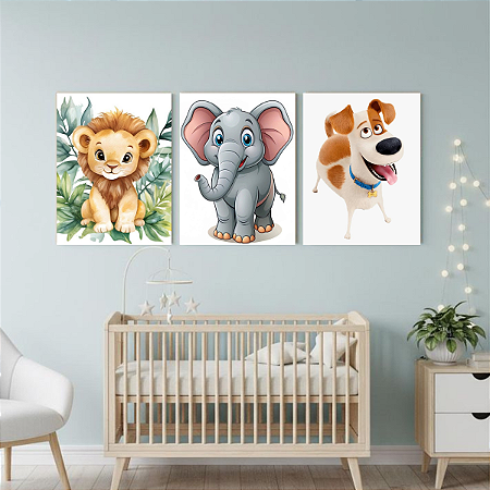 Quadros Decorativos 3 Peças Infantis