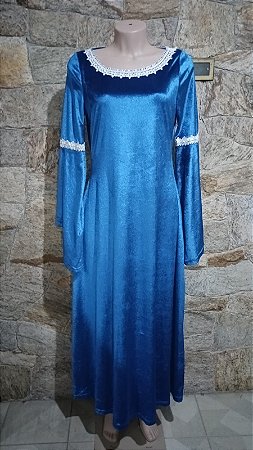 Vestido Medieval Azul Veludo