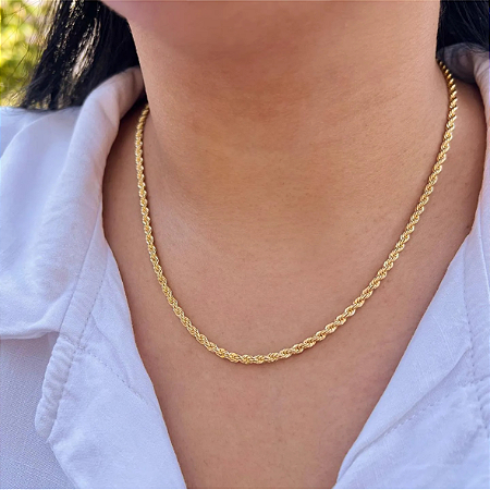 CORDAO BAIANO 3,0MM 45 cm folheado a ouro 18k