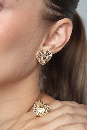 ANEL CORACAO SOFT FOLHEADO A OURO 18K nº18