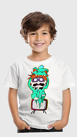 DUPLICADO - Camiseta Infantil Estampada Branca – Conforto e Durabilidade com Tecido 96% Poliéster e 4% Elastano