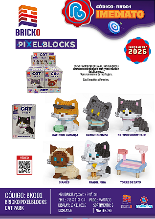 Blocos De Montar Bricko Pixelblocks Cat Park Gatos