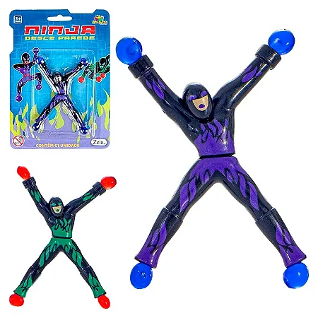 Brinquedo ninja desce parede em silicone