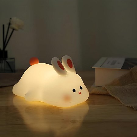 Luminária Infantil Abajur LED Siliconado Coelhinho AKL-L003