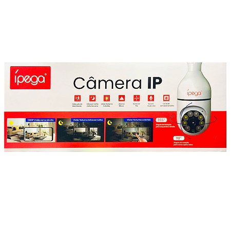 Câmera de Segurança Ípega WiFi Lâmpada Rotação Visão Noturna KP-CA187