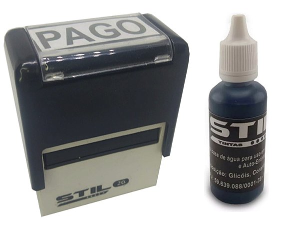 Carimbos Automáticos Stilo 20 / PAGO + Tubo de Tinta