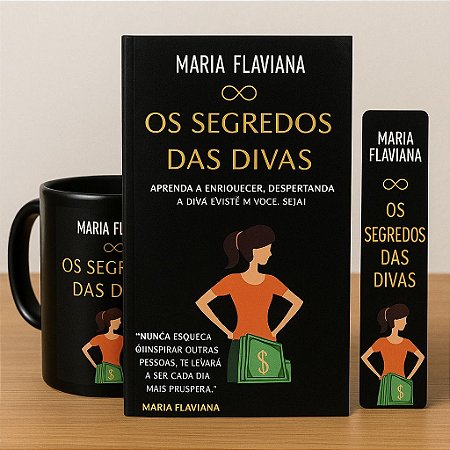 Kit Caneca, Livro Os Segredos das Divas e Marca pagina