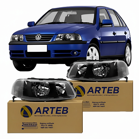 Par de Farol Mascara Negra Gol Parati Saveiro G3 Original ARTEB Direito/Esquerdo