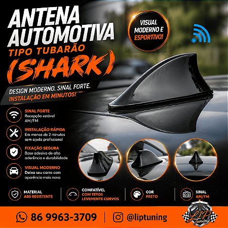 Antena Automotiva Funcional Tipo Tubarão (Shark)