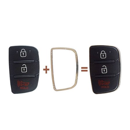 Moldura Cromada Chave Canivete Hyundai HB20 HB20S 3 Botões com Borracha