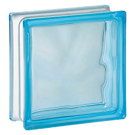 Kit 09 Unidades Tijolo Bloco De Vidro Wave Azul 19x19x8 Un Tradestar