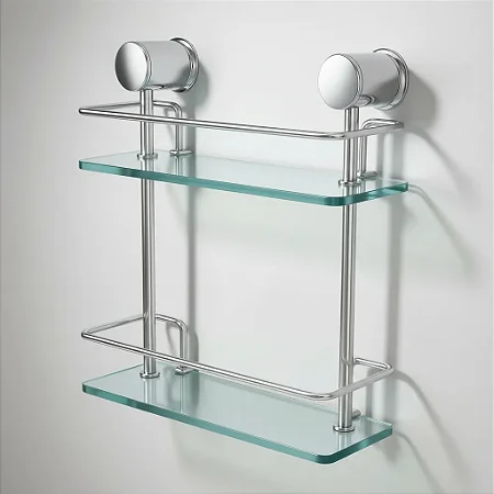 Porta Shampoo Duplo Luxo 40cm Vidro Transparente 6mm