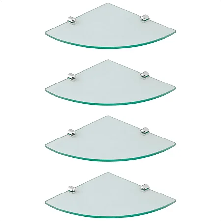 Kit 4 Prateleira Organizadora Cantoneira Porta Shampoo Vidro Transparente