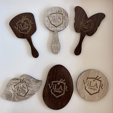 Kit 10 Espelhos Mdf Amadeirado E Acrílico Logo Gravada Laser
