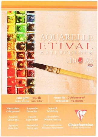 Papel para Aquarela Bloco Aquarelle Etival A5 300g 10 fl