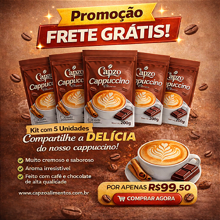 Kit com 5 unidades Cappuccino Capzo