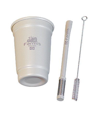 Kit Tereré Farm's Copo Aluminio 330ml + Bomba inox de mola